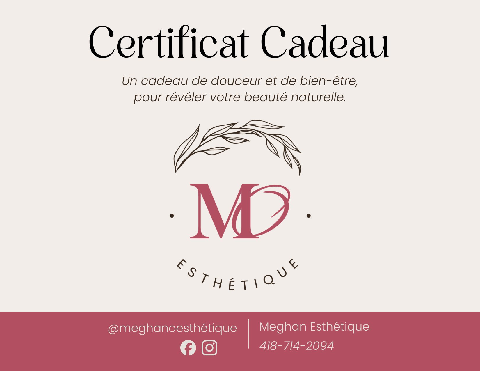 Certificat Cadeau Meghan Esthétique